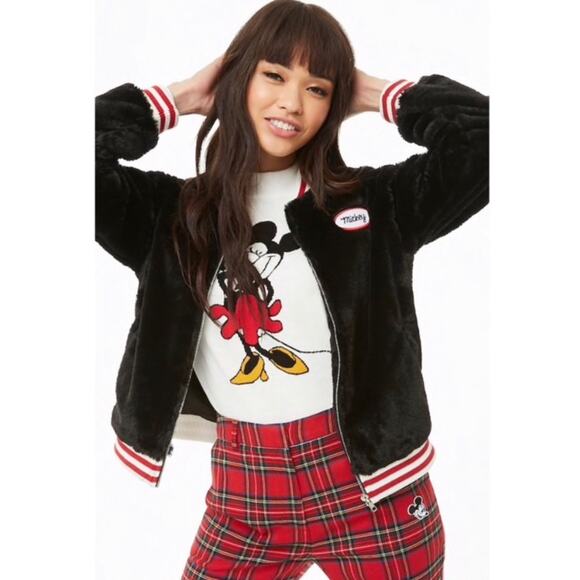 F21 x Disney Mickey Mouse Faux Fur Jacket Size S - Picture 3 of 4